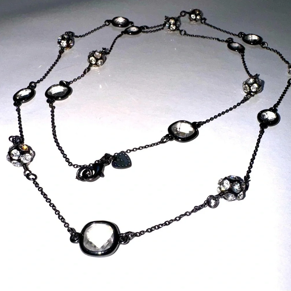 Stella & Dot 36” Chelsea Layering Hematite Pave Necklace - Picture 2 of 5